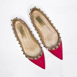 Valentino Rockstud Pink Patent Leather Flats